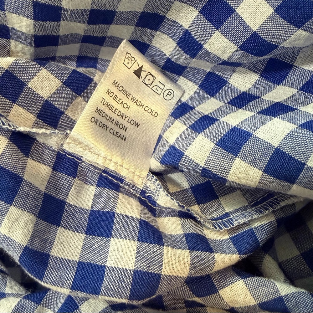 Sonderhaus Perfect Pants Wide Leg 100% Cotton Size XS Blue Gingham - Picture 8 of 11